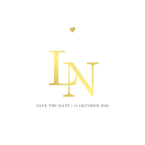Stijlvolle Save the Date met logo in goudfolie