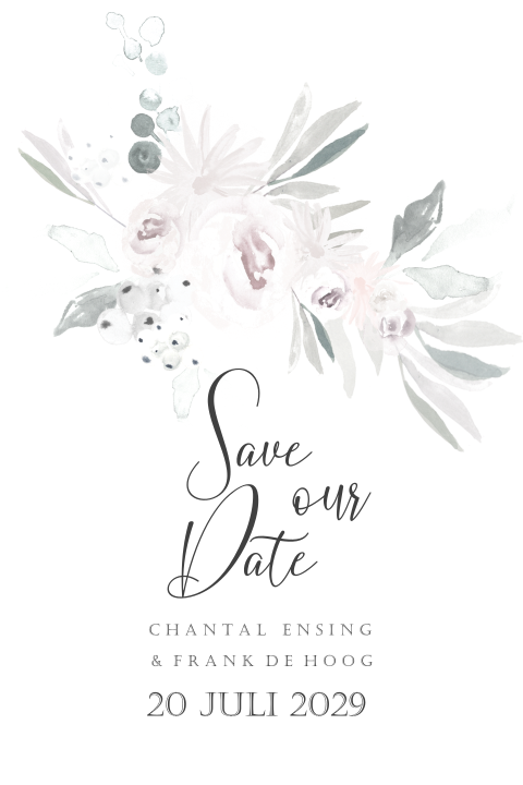 Enkele Save the Date kaart met pastel bloemen