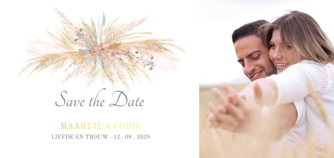 Save the Date kaart met Flower Cloud en goudfolie