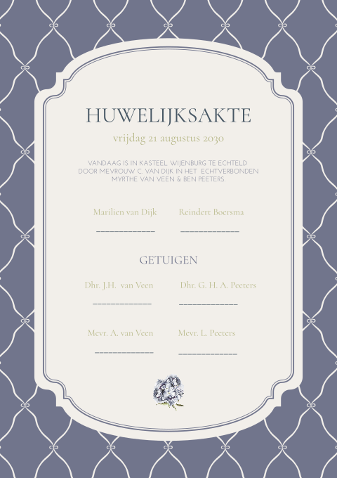 Vintage huwelijksakte bruiloft