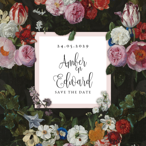 Save the Date met unieke bloemen van Hollandse Meesters