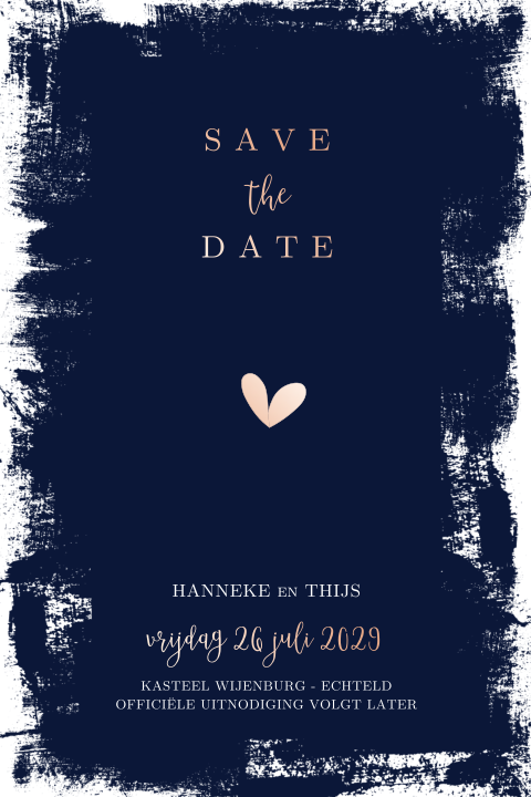Stijlvolle Save the Date met roséfolie