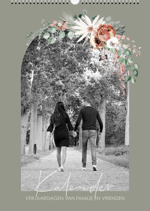Kalender met foto en bloemen