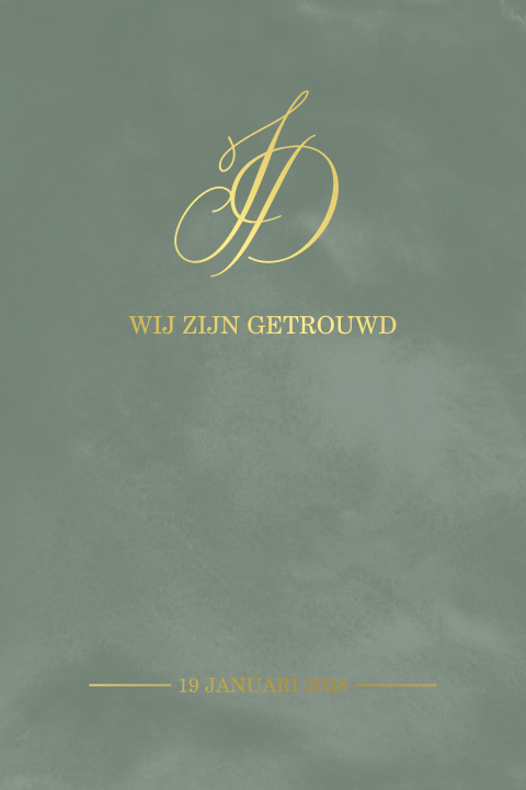 Groene wij zijn getrouwd kaart met goudfolie