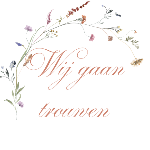Romantische sticker voor bruiloft met bloemen