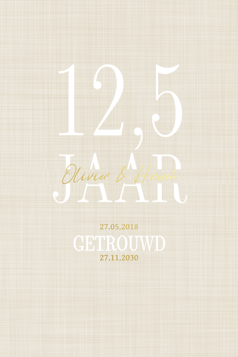 Jubileumkaart met linnenlook en goudfolie