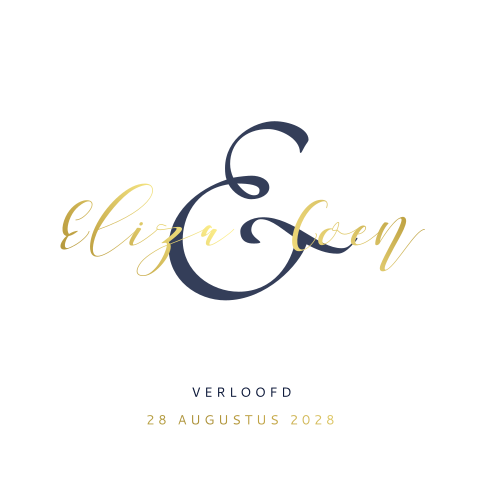 Verlovingskaart met goudfolie en ampersand