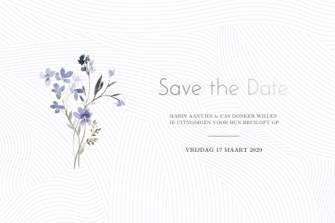 Trend Save the Date in paars met bloemen