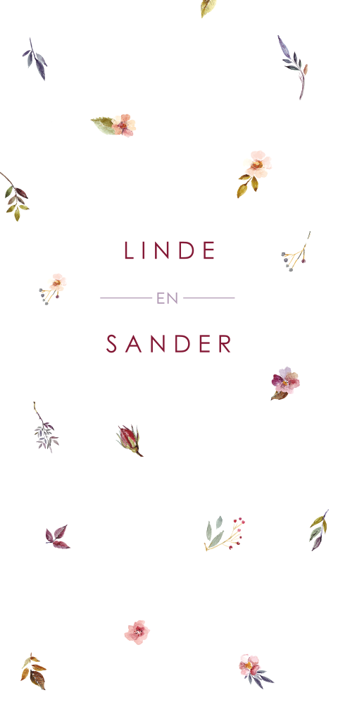 Trouwkaart met kleine lieve bloemetjes