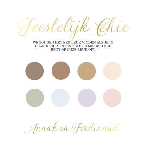 Stijlvol dresscode kaartje met goudfolie
