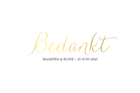 Bruiloft bedankkaartjes klassiek met goudfolie