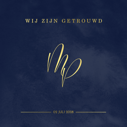 Wij zijn getrouwd kaart met goudfolie en foto