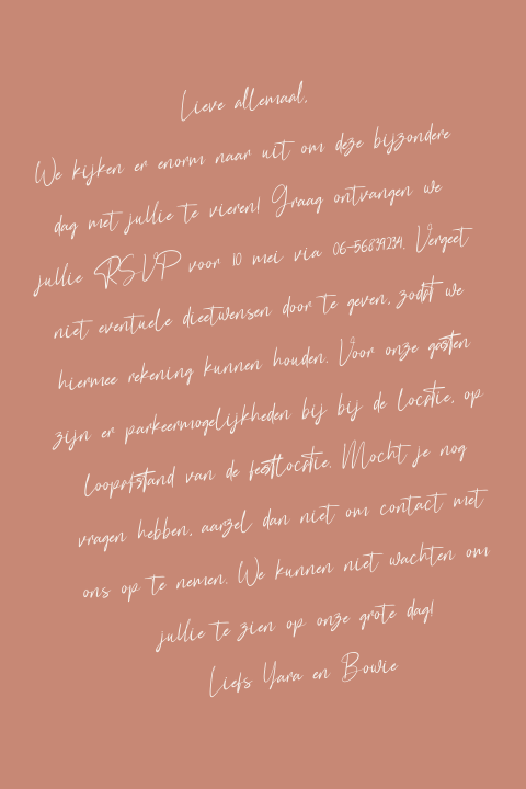 Romantisch extra informatiekaartje bruiloft