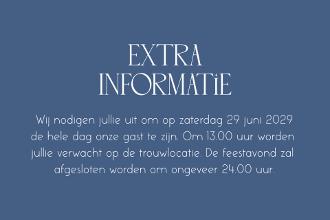 Blauw extra informatie kaartje