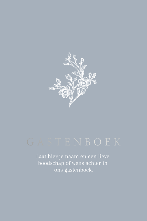 Klassiek bordje bij gastenboek met zilverfolie