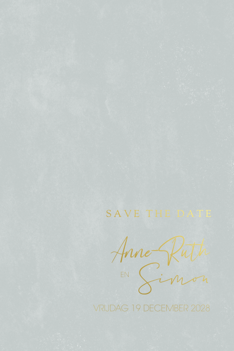 Moderne Save the Date kaart met goudfolie en velvet