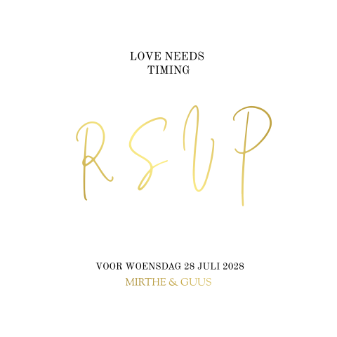 Stijlvol RSVP kaartje met goudfolie