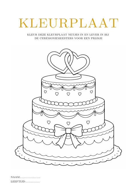 Kleurplaat bruiloft voor kinderen