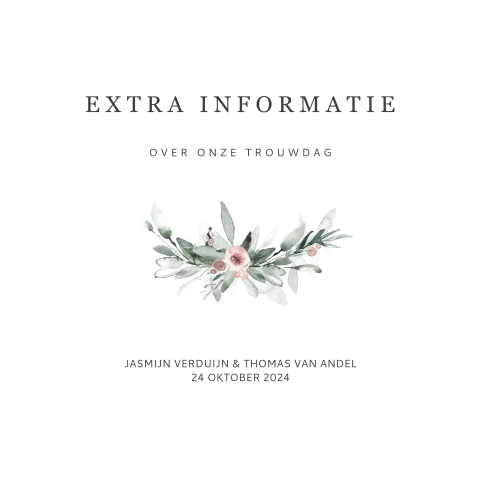 Extra informatie met bloemen in roze en groen