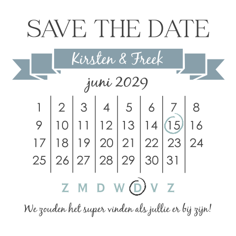 Stijlvolle Save the Date kaart met kalender