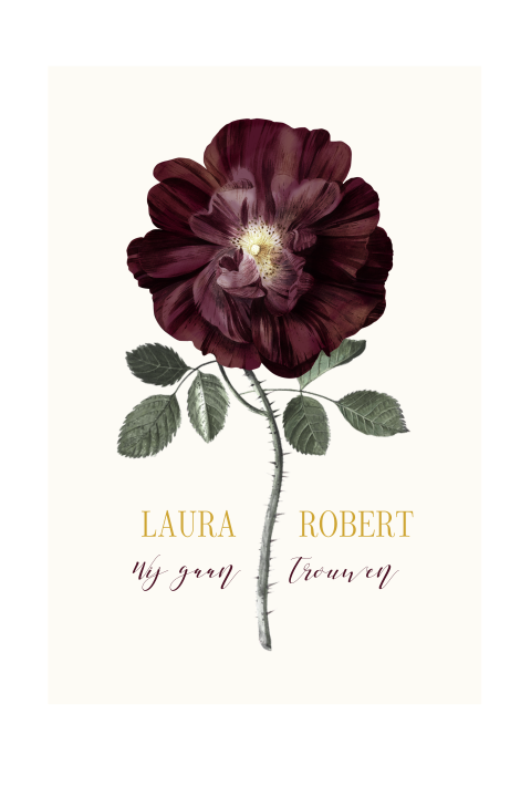 Trouwkaart met paarse bloem van Dutch Masters