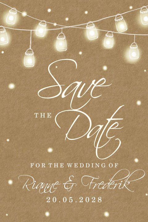 Kraftlook Save the Date kaart met slinger van lampjes
