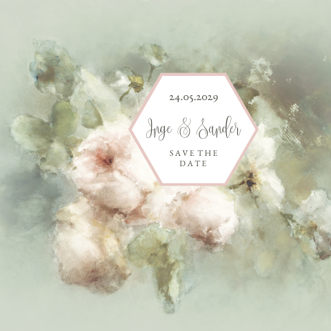Save the Date kaart met watercolor bloemen