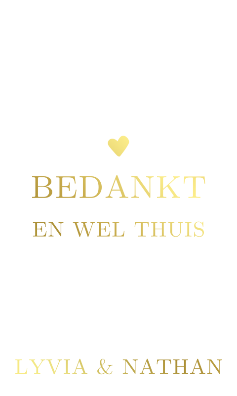 Bedankt labeltje bruiloft met goudfolie