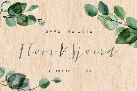 Botanische Save the Date van hout
