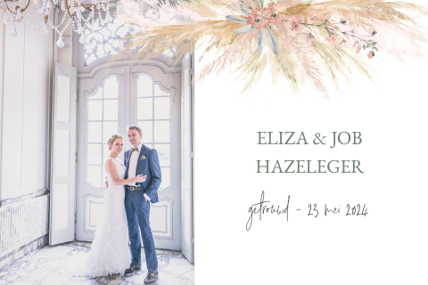 Bedankkaart met Flower Cloud van droogbloemen