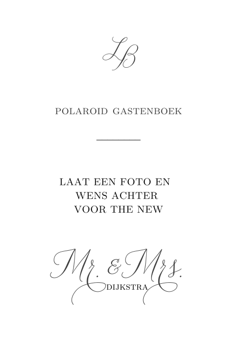 Bordje bij wit en stijlvol gastenboek