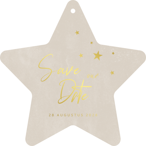 Originele Save the Date kerstkaart voor in kerstboom