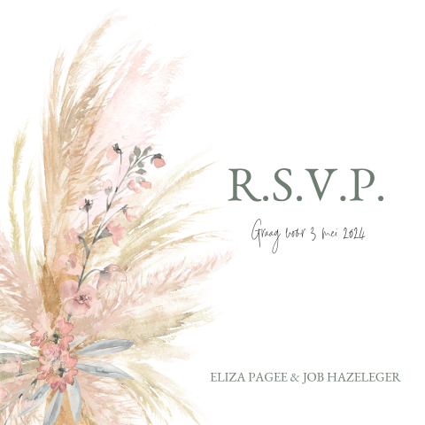 RSVP kaartje bij trouwhuisstijl Flower Cloud
