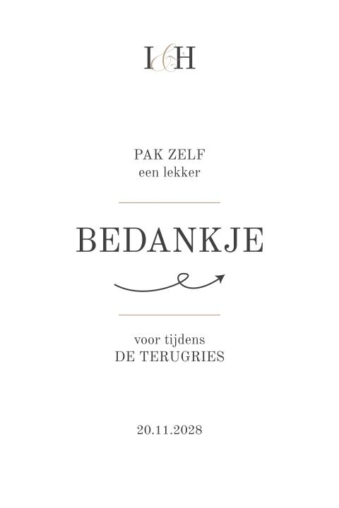 Bordje bij bedankjes klassiek met logo