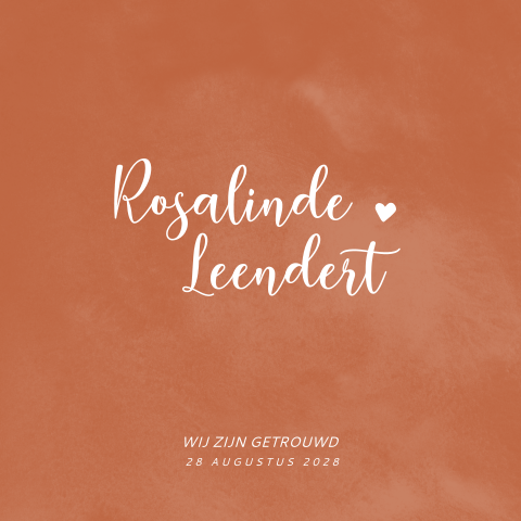 Wij zijn getrouwd kaart met roest achtergrond en hartje