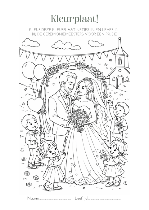 Bruiloft kleurplaat voor kinderen