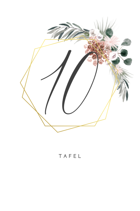 Trendy tafelnummer met geometrie van goudfolie