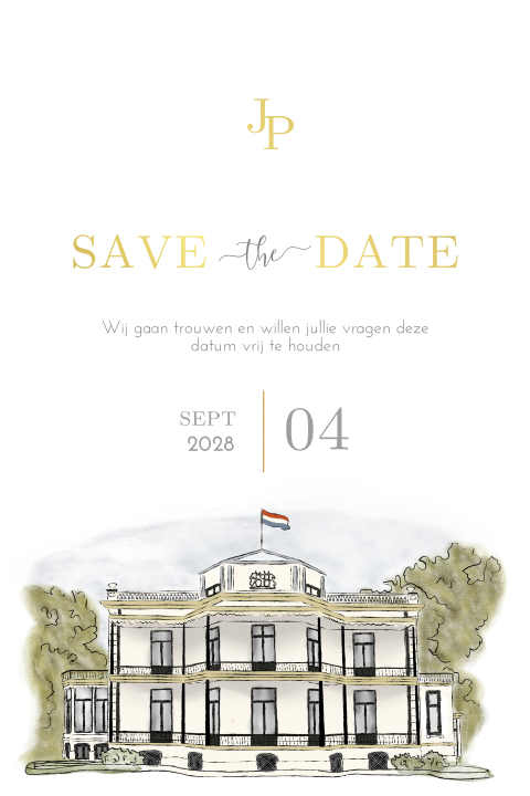Klassieke Save the Date met trouwlocatie
