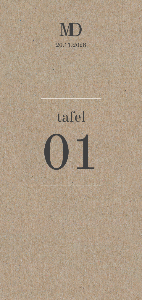 Tafelnummers in kraft langwerpig