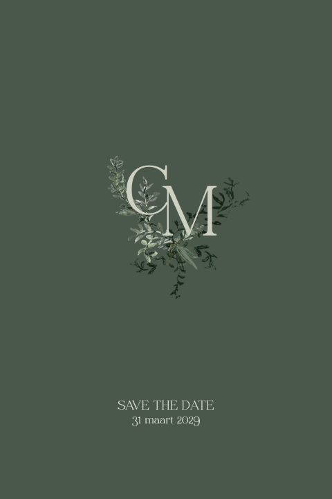 Stijlvolle Save the Date met blaadjes