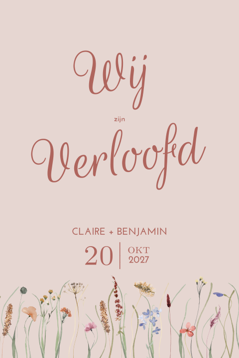 Verlovingskaart in oudroze tint