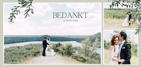 Bedankkaart met foto's en blaadjes
