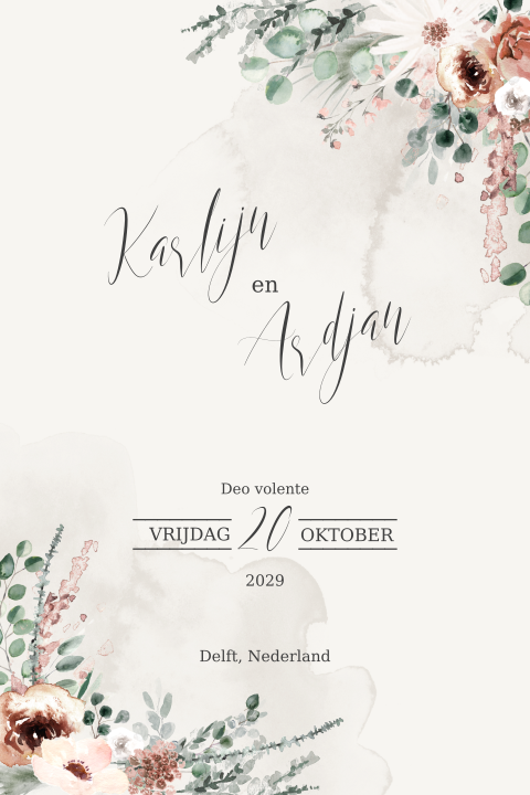 Uitnodiging voor de bruiloft in bohemian stijl