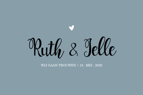 Trouwkaart met namen in hip lettertype