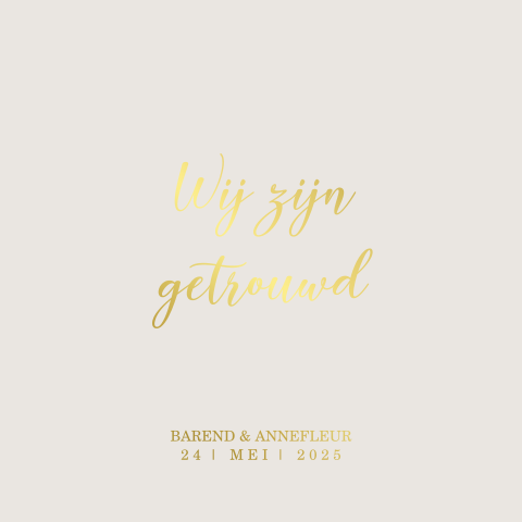 Klassieke Wij Zijn Getrouwd kaart met goudfolie