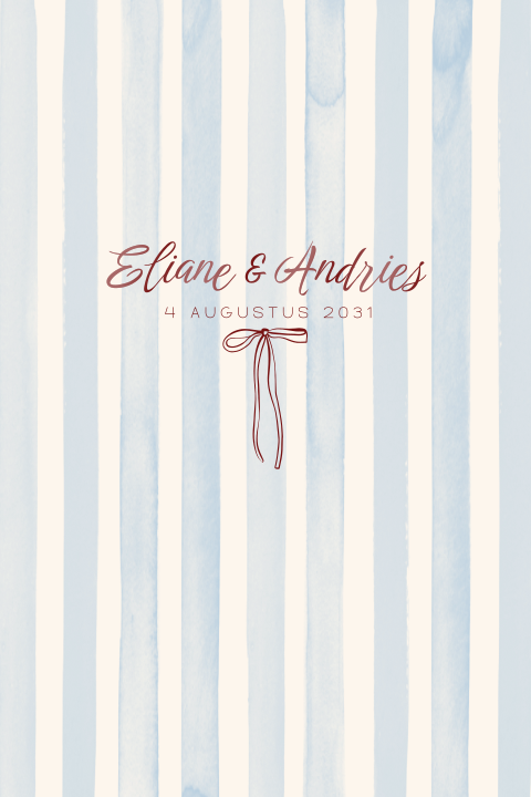 Romantische streepjes trouwkaart met strikje