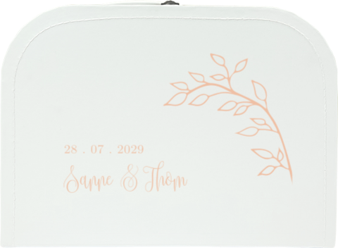 Bruiloft ringenkoffertje met takje