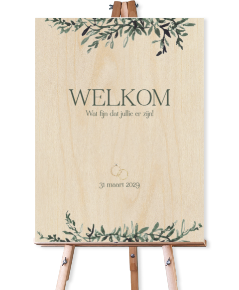 Botanisch welkomstbord van hout