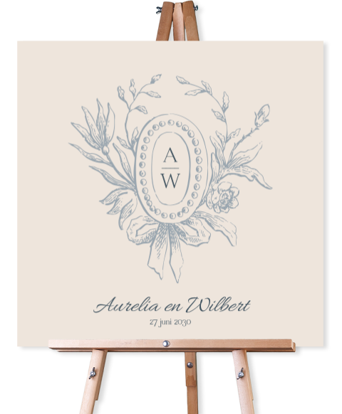 Welkomstbord bruiloft met logo - vierkant