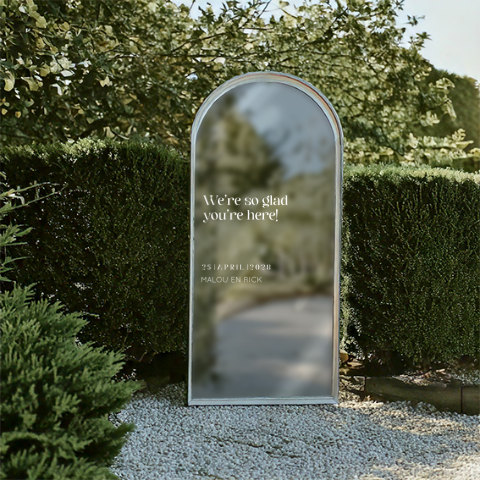 Spiegelsticker bruiloft met leuke quote